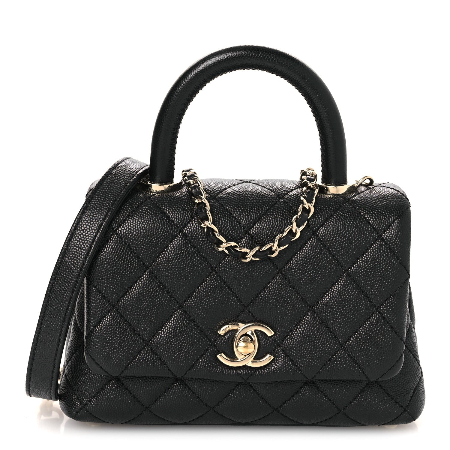 Caviar Quilted Extra Mini Coco Handle Flap Black