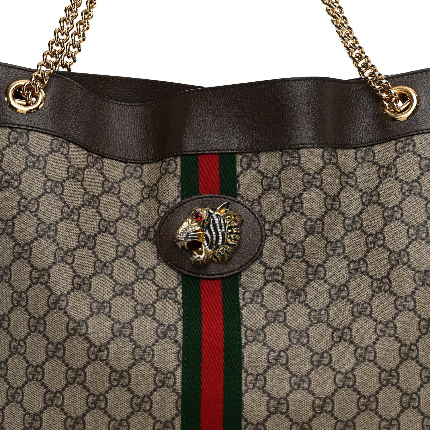 GG Supreme Monogram Large Rajah Chain Tote Beige New Acero