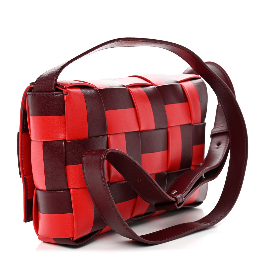 Nappa Maxi Intrecciato Cassette Crossbody Bag Barolo Bright Red