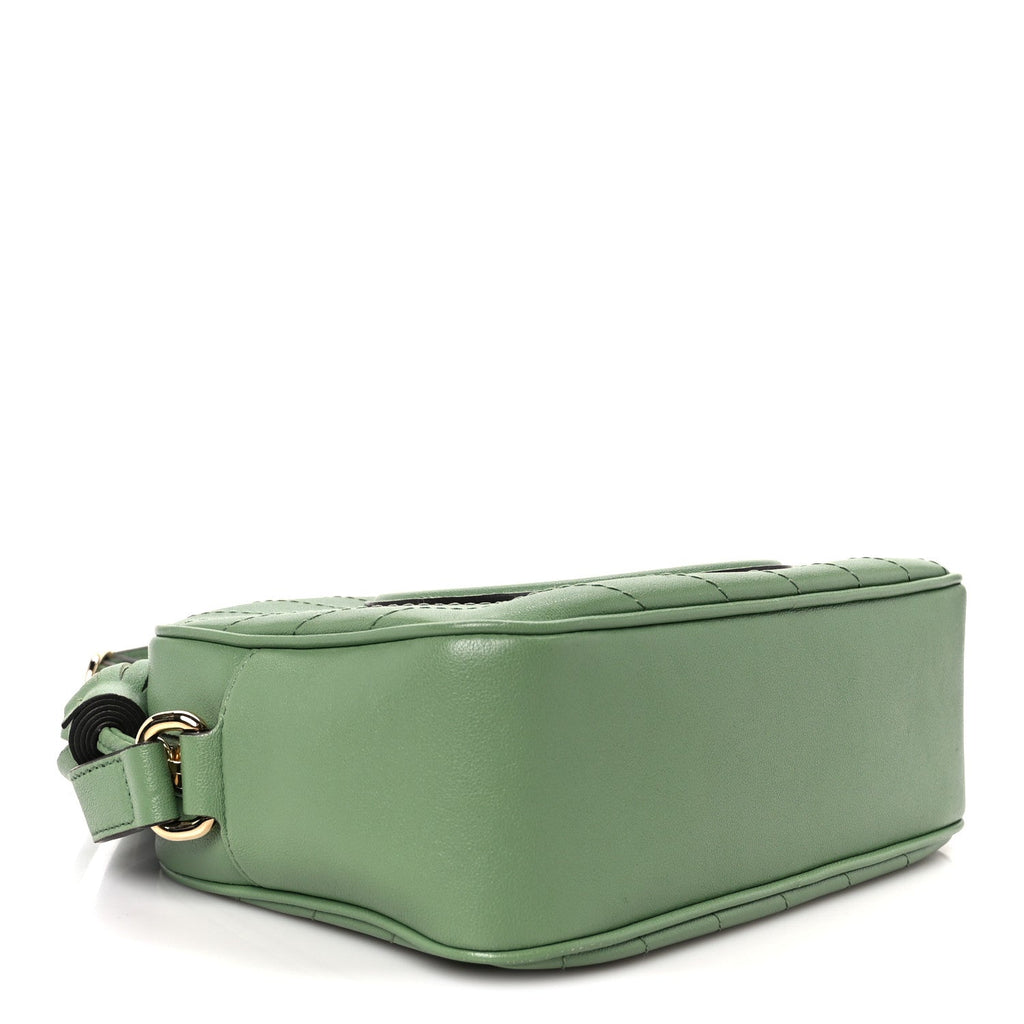 Sakai Be Green Calfskin Diagonal Stitched Small Blondie Shoulder Bag Green Soil Grass