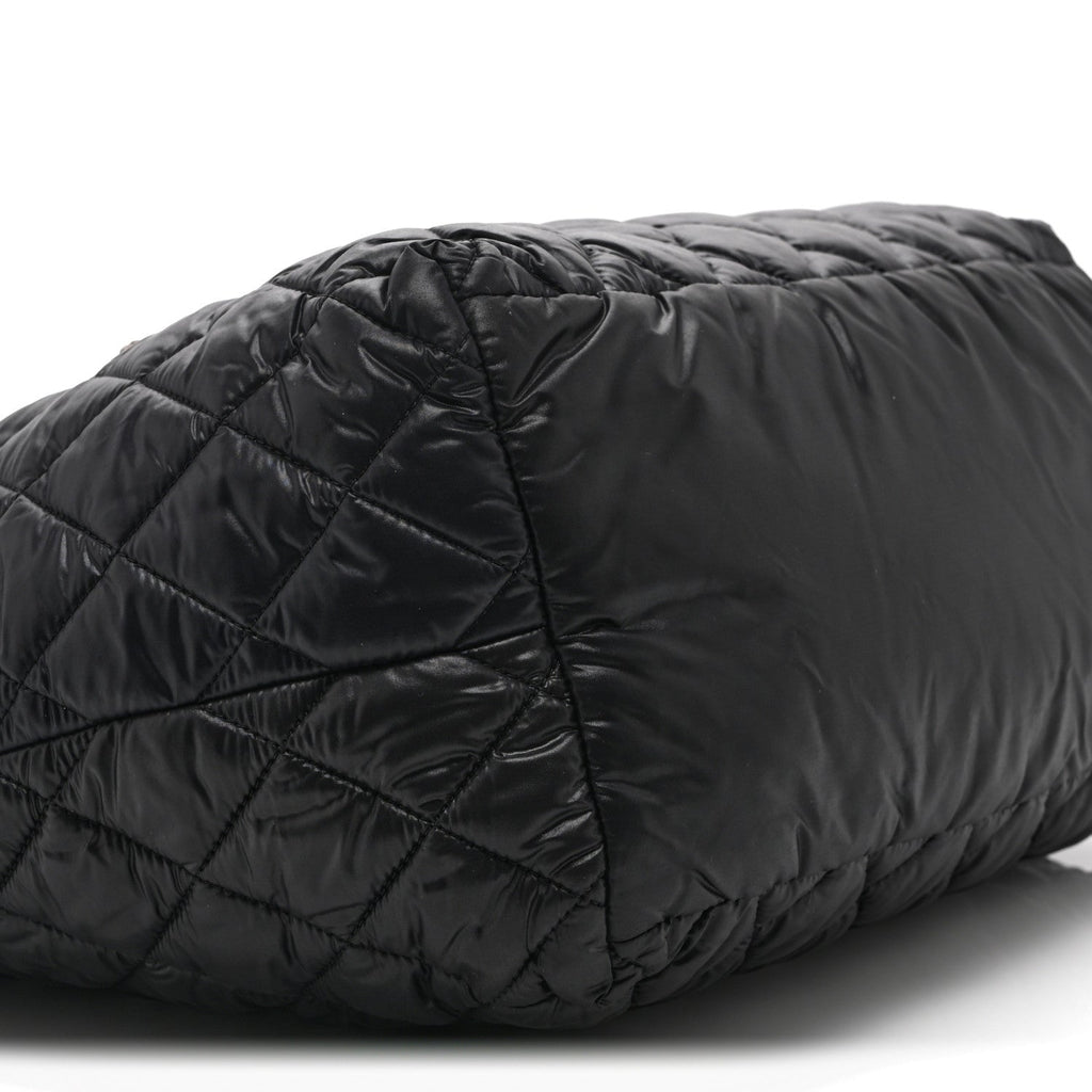 Nylon Quilted Small Coco Cocoon Tote Black