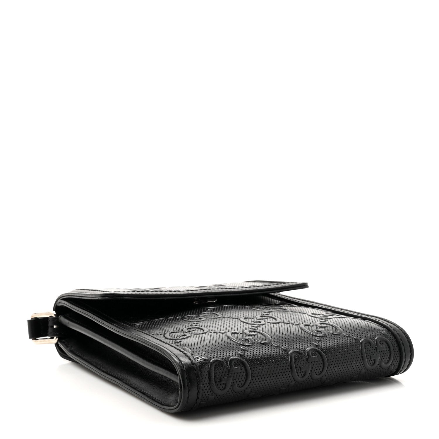 Calfskin GG Tennis Embossed Messenger Bag Black