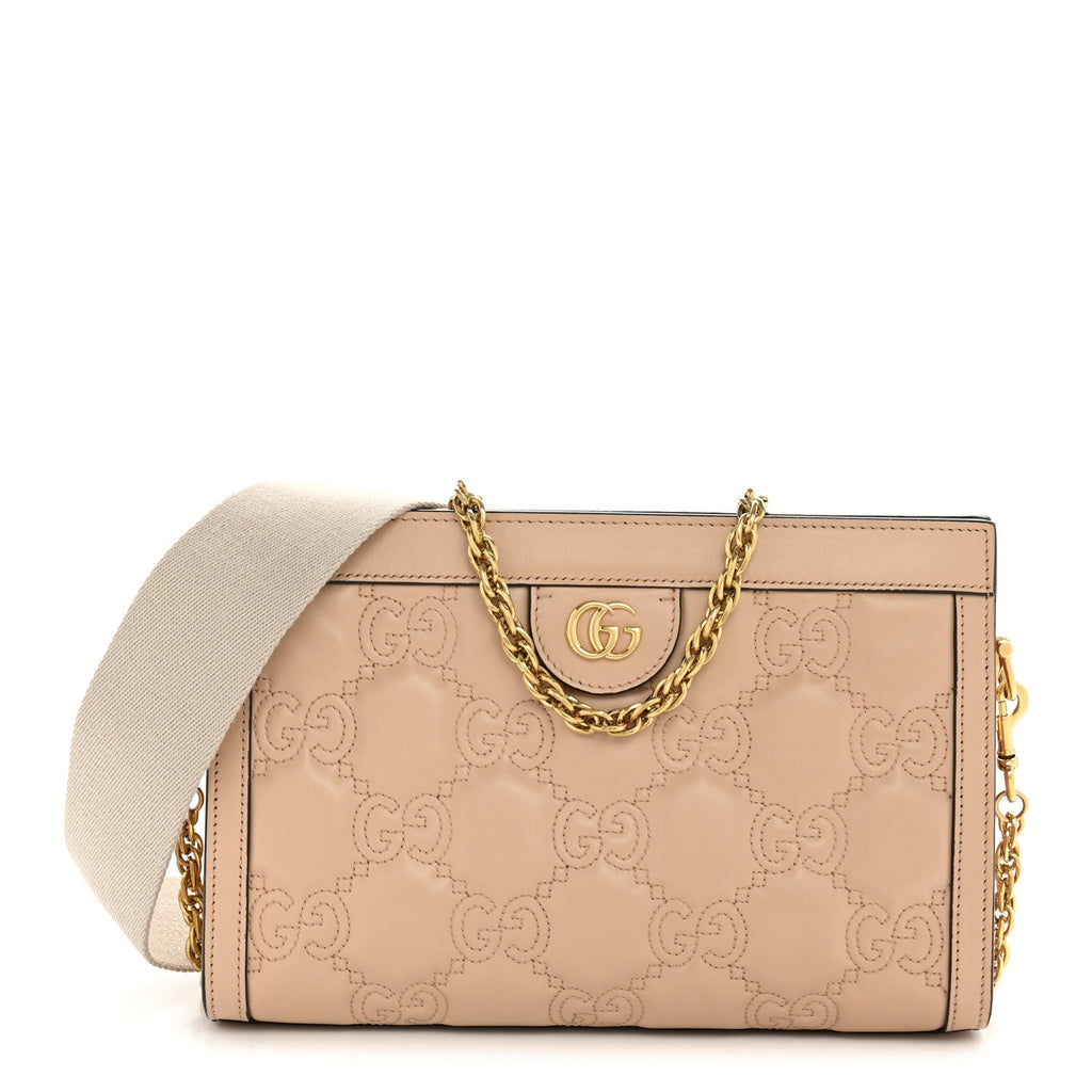 Calfskin GG Matelasse Small Slim Chain Shoulder Bag Perfect Pink Natural