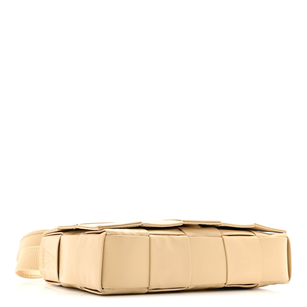 Paper Calfskin Maxi Intrecciato Cassette Crossbody Bag Porridge