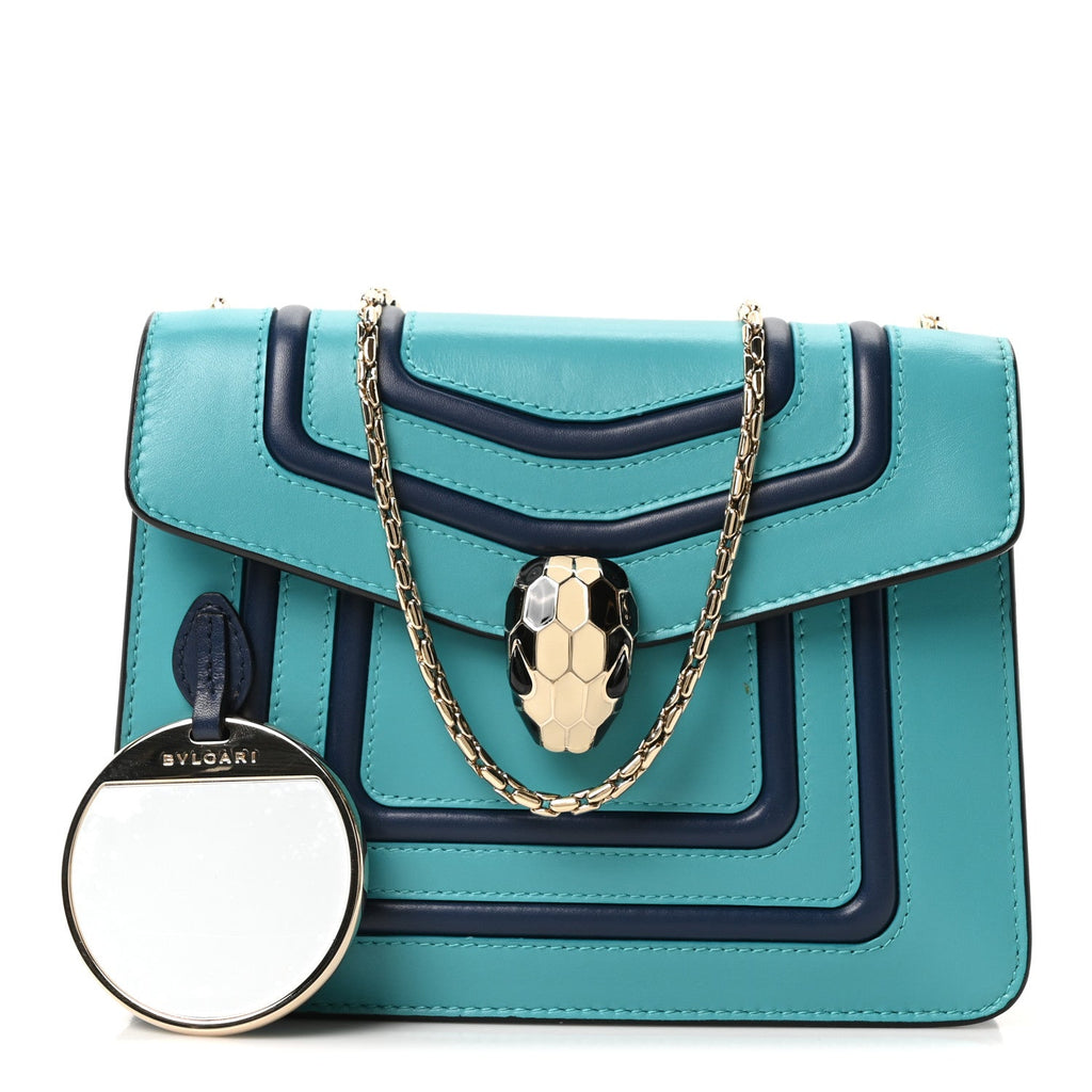 Calfskin Serpenti Forever Snake Strap Crossbody Bag Aquarelle Turquoise