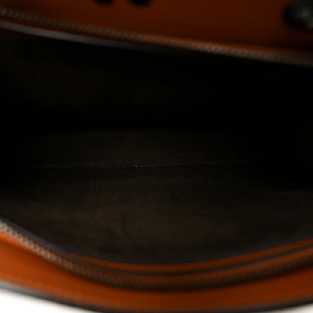 Cuoio Romano Vitello Cover Glazed Fabric Bi-Color FF 1974 Mini Peekaboo I SEE U Satchel Brown