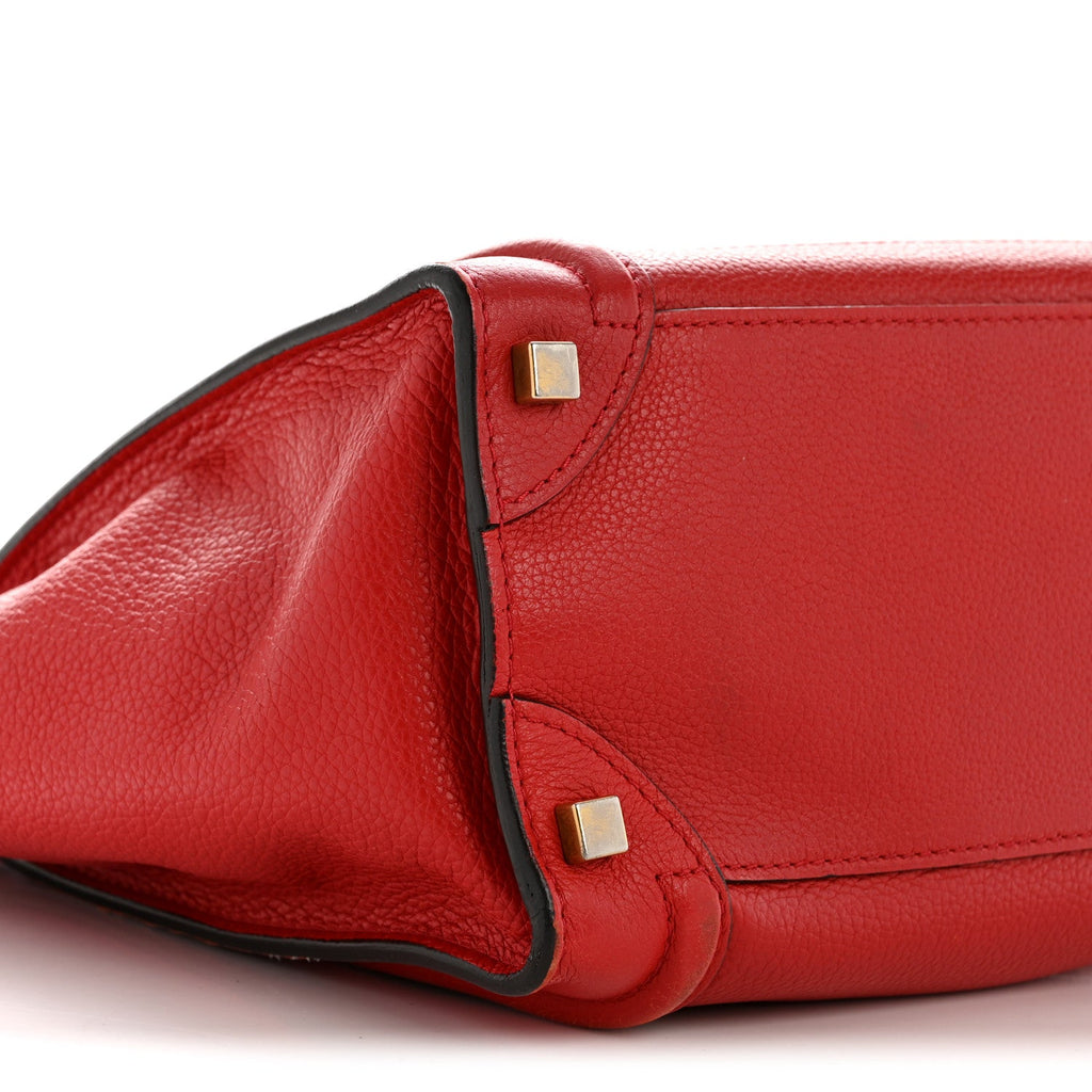 Drummed Calfskin Micro Luggage Red