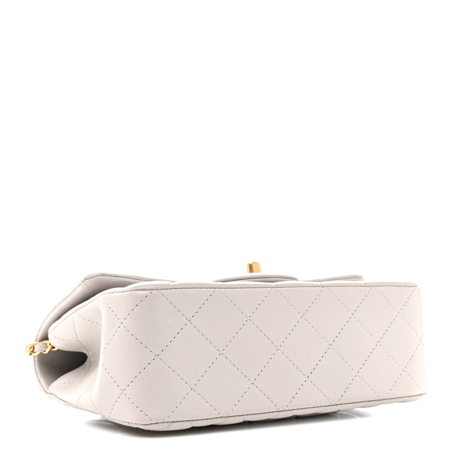 Lambskin Quilted Mini Top Handle Rectangular Flap Grey