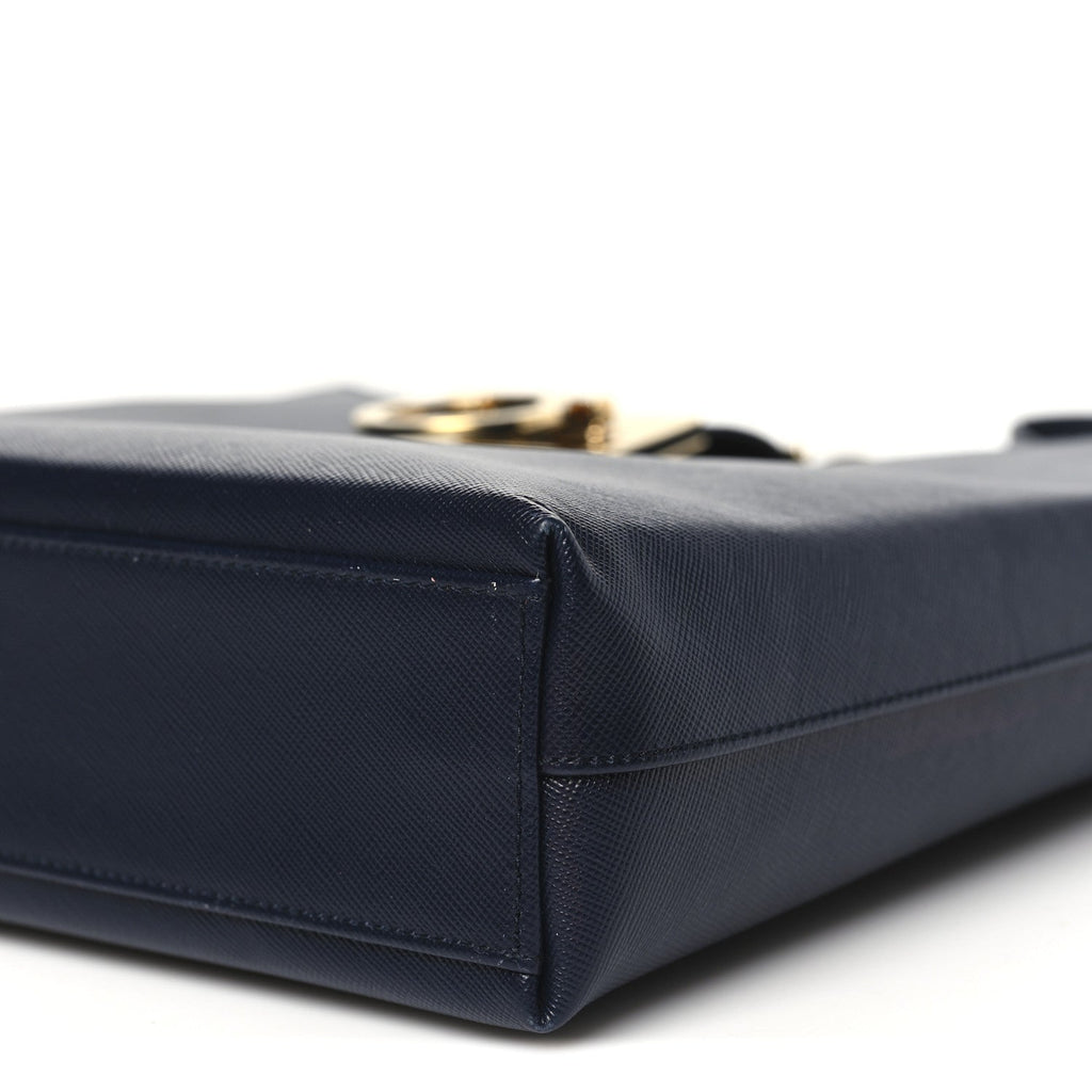 Hammered Calfskin Trifolio Shoulder Bag Navy