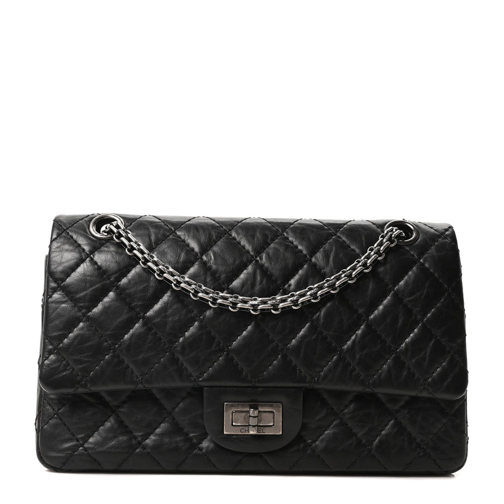 Aged Calfskin Quilted 2.55 Reissue 225 Flap Black