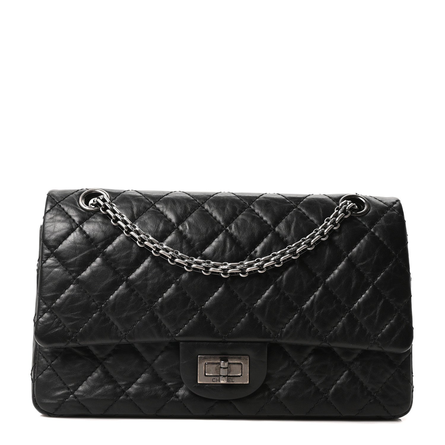 Aged Calfskin Quilted 2.55 Reissue 225 Flap Black