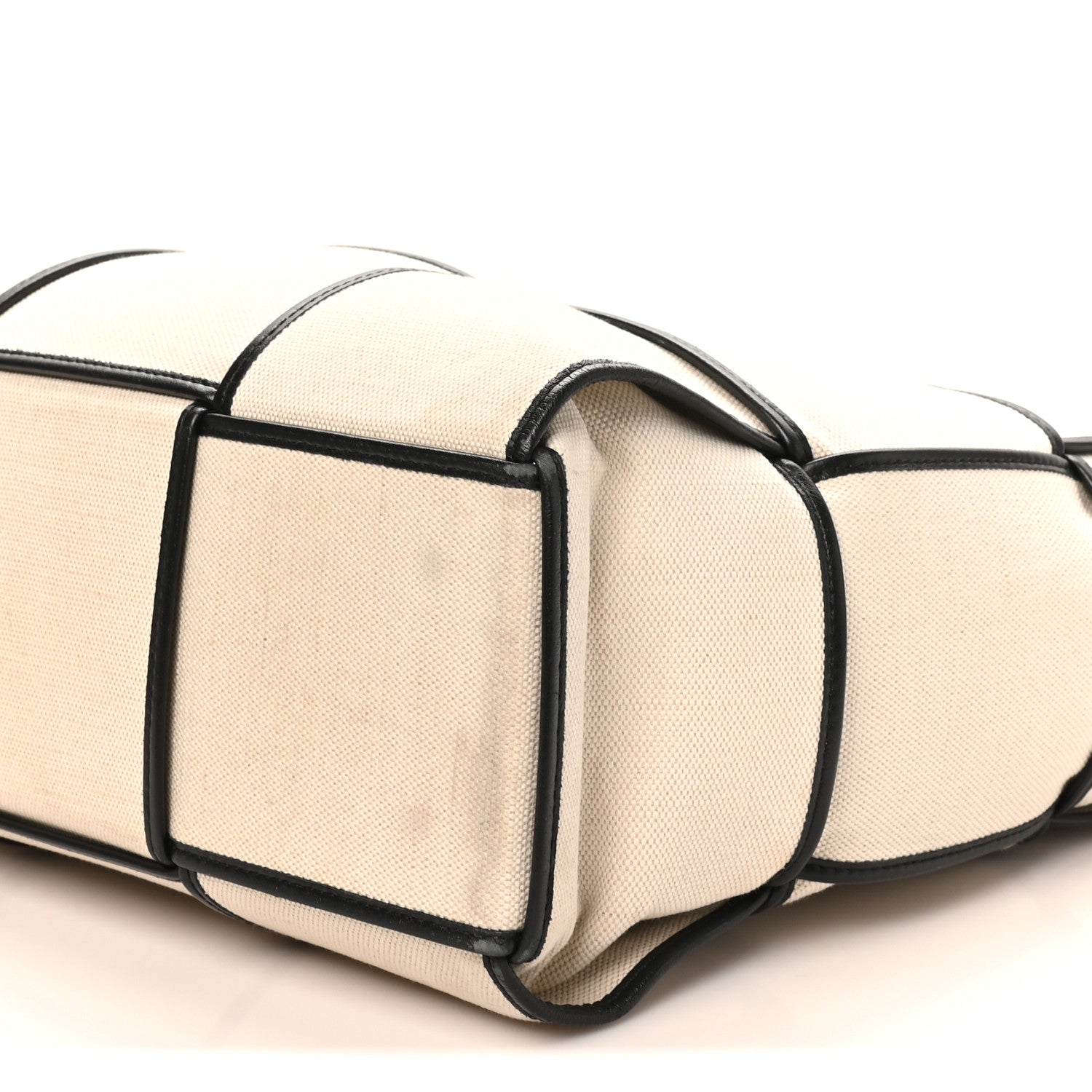 Canvas Maxi Intrecciato Large Arco Tote Beige Black