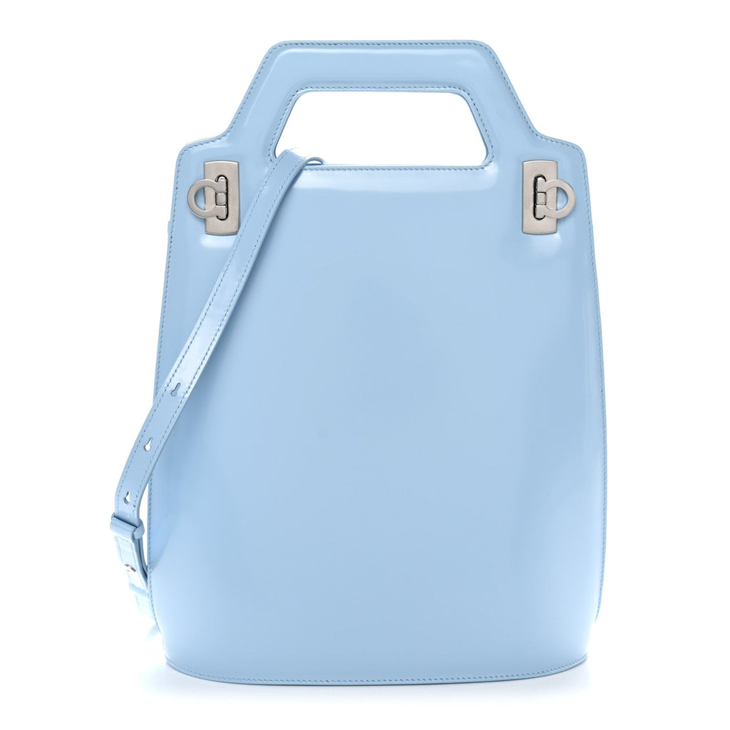 Brushed Calfskin North South Wanda Top Handle Bag Sky Blue
