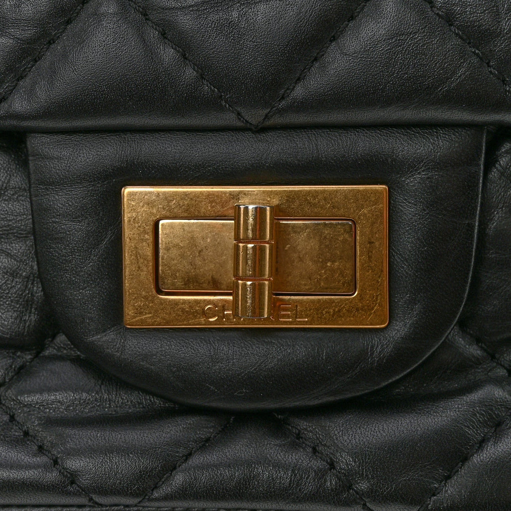 Aged Calfskin Quilted 2.55 Reissue 227 Flap Black