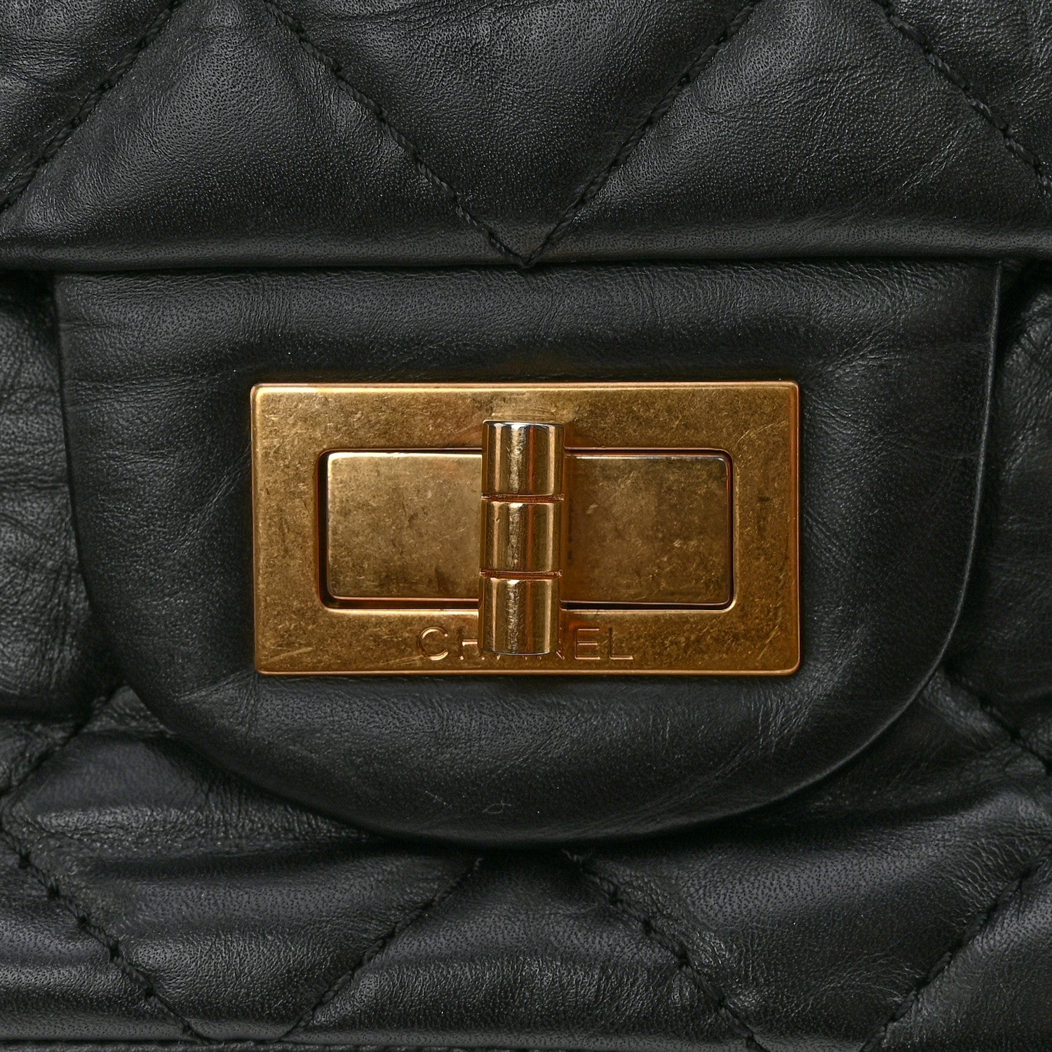 Aged Calfskin Quilted 2.55 Reissue 227 Flap Black