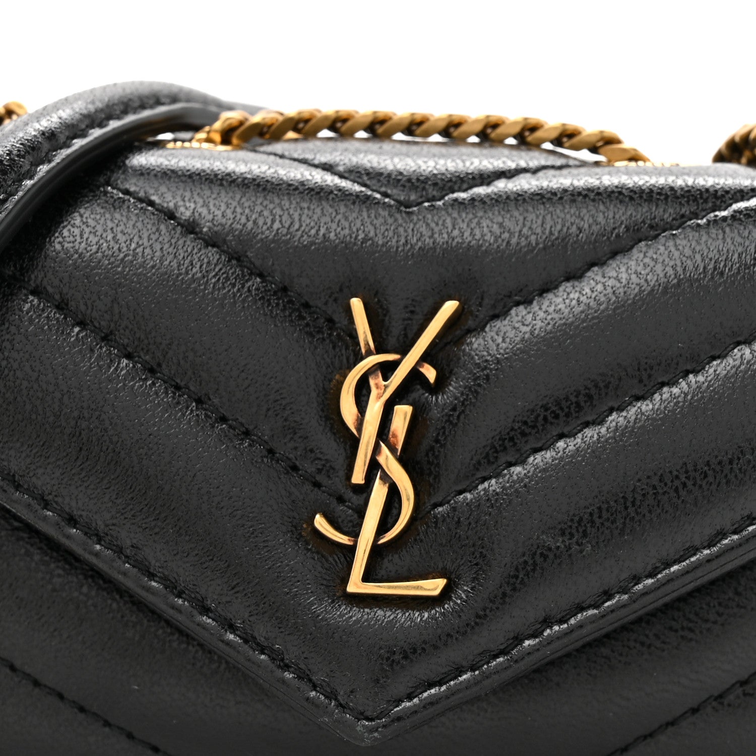 Lambskin Chevron Quilted Micro LouLou Black