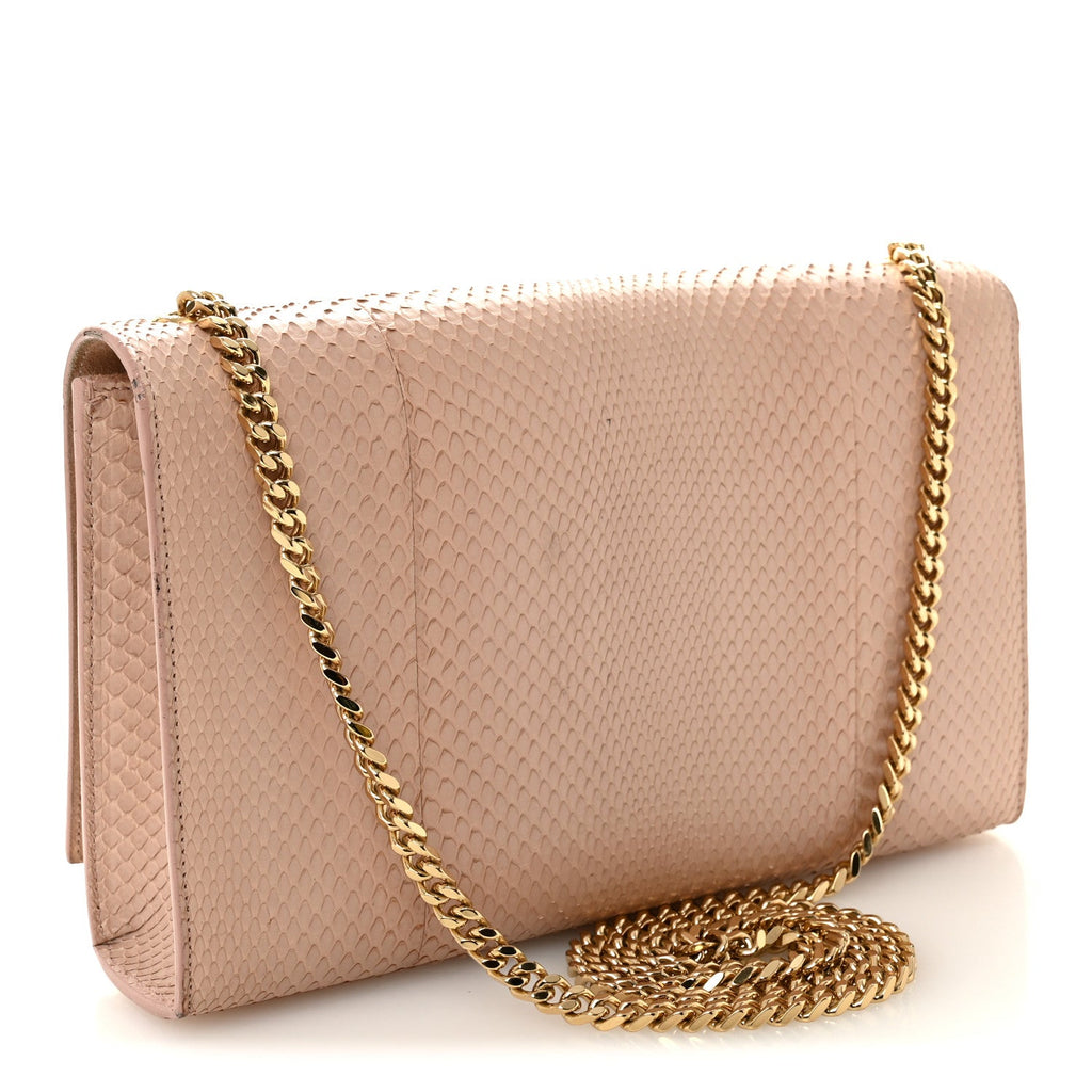 Snakeskin Medium Classic Monogram Kate Tassel Satchel Beige