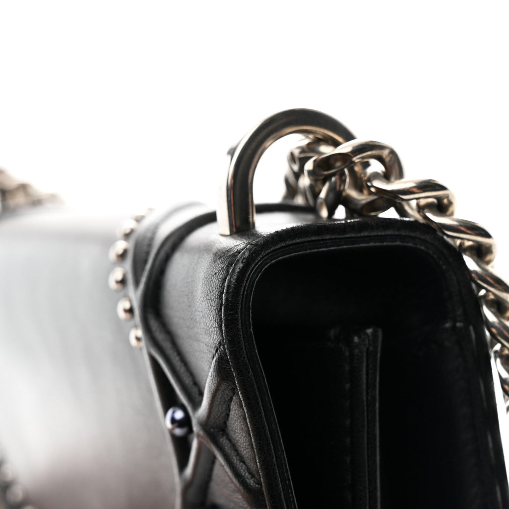 Lambskin Multi Studded Medium Diorama Flap Bag Black