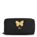 Calfskin Butterfly Zip Around Wallet Black