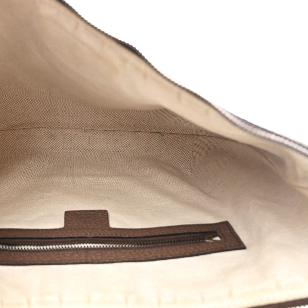 GG Supreme Monogram Web Small Ophidia Half Moon Hobo Brown