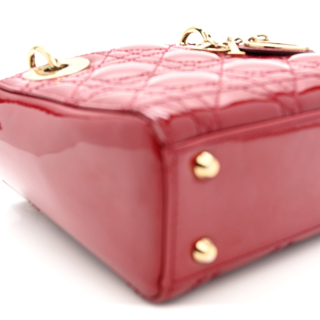 Patent Cannage Mini Lady Dior Red