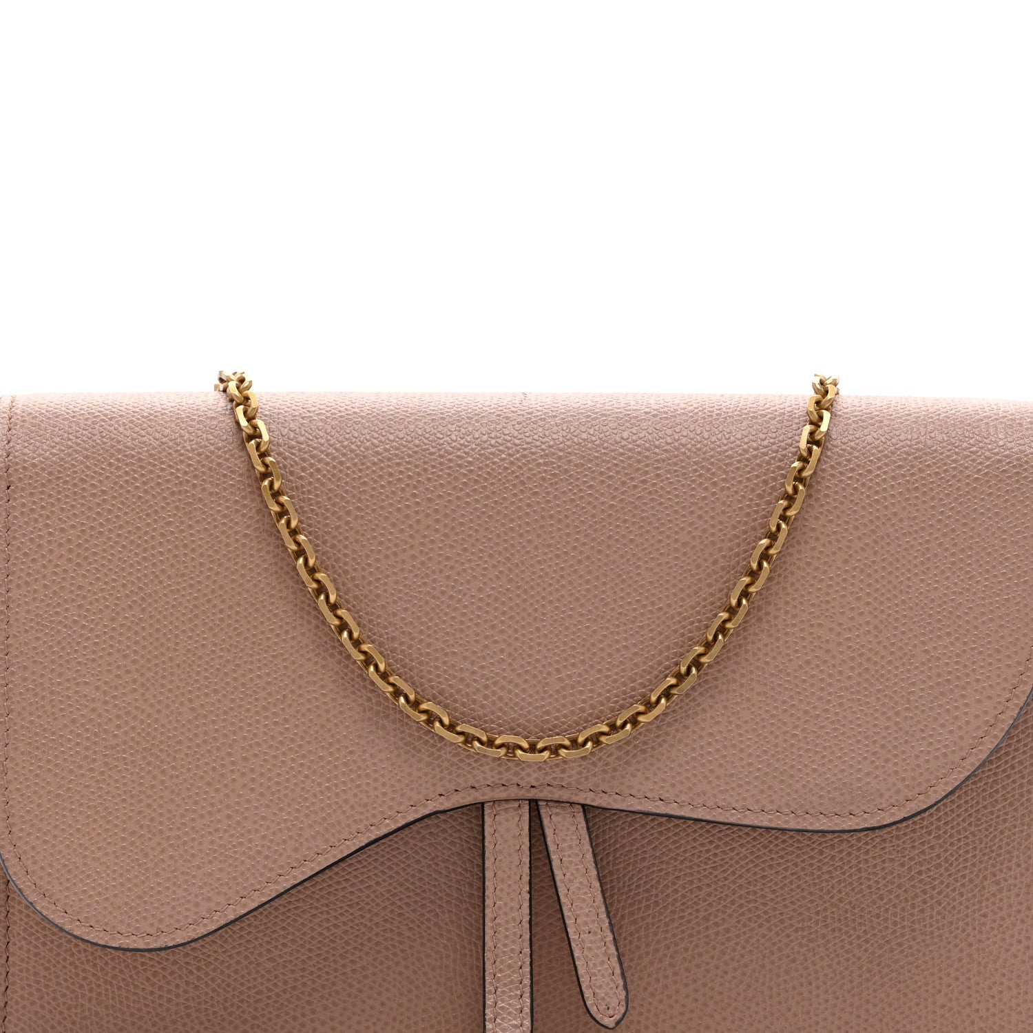 Grained Calfskin Saddle Chain Pouch Blush