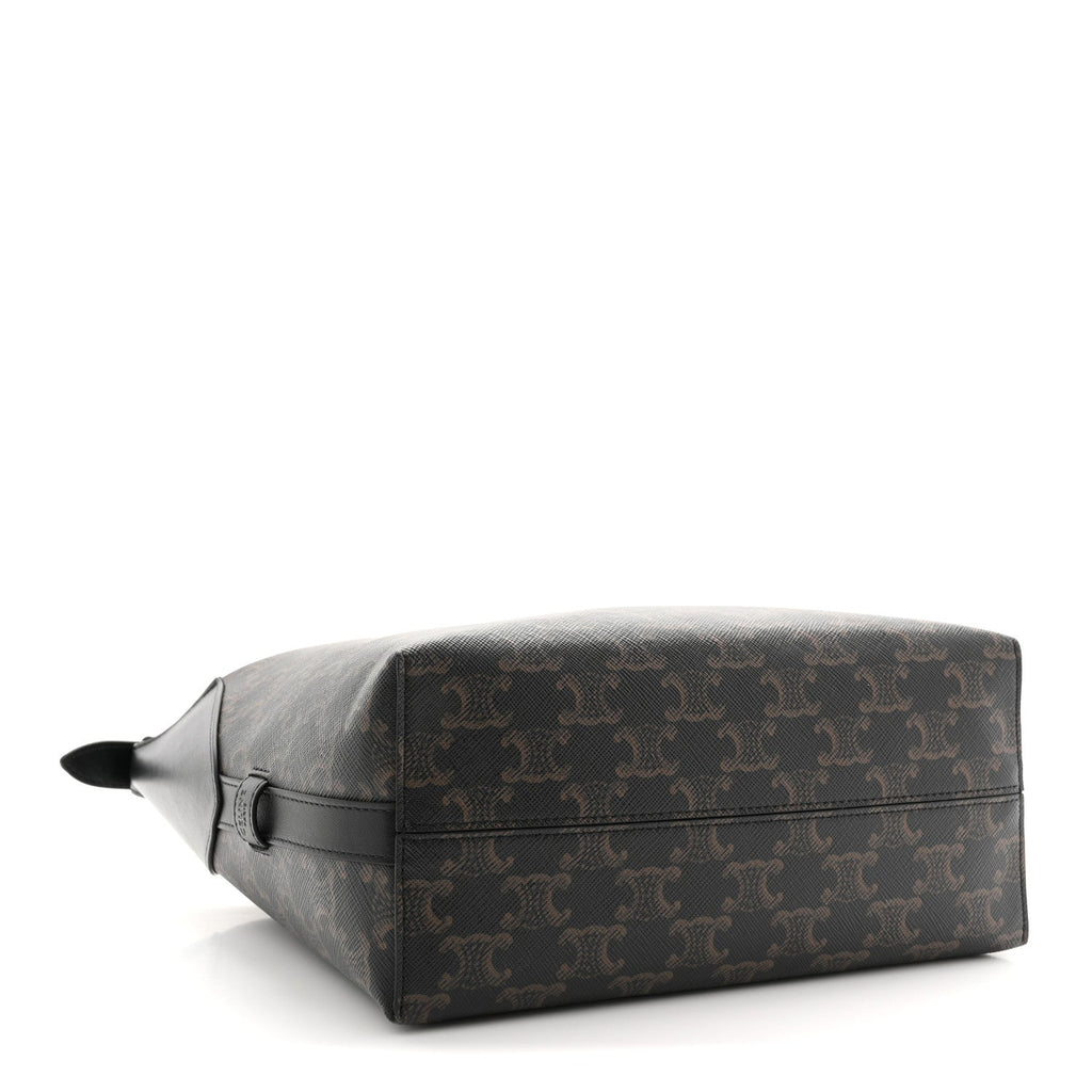 Triomphe Canvas Calfskin Harry Crossbody Bag Black