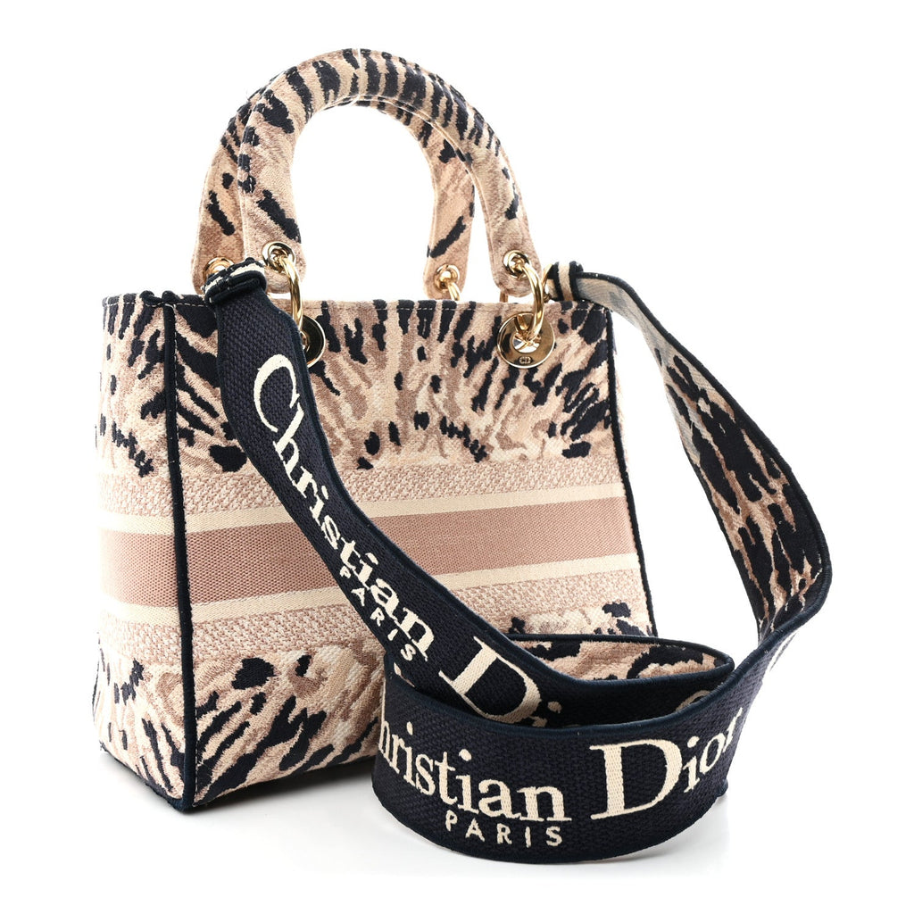 Canvas Embroidered Medium Tie And Dior Lady D-Lite Multicolor