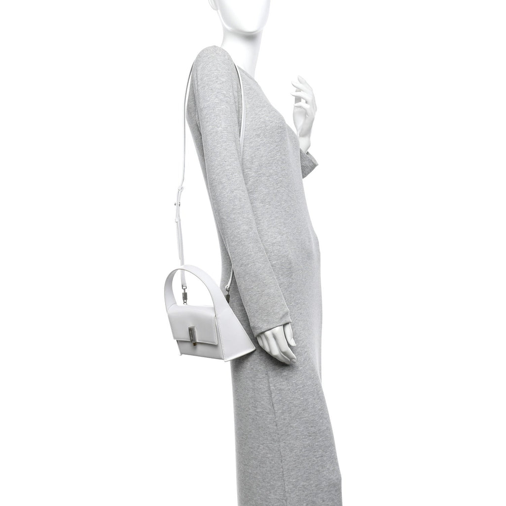 Brushed Calfskin Mini Geometric Prisma Shoulder Bag Optic White