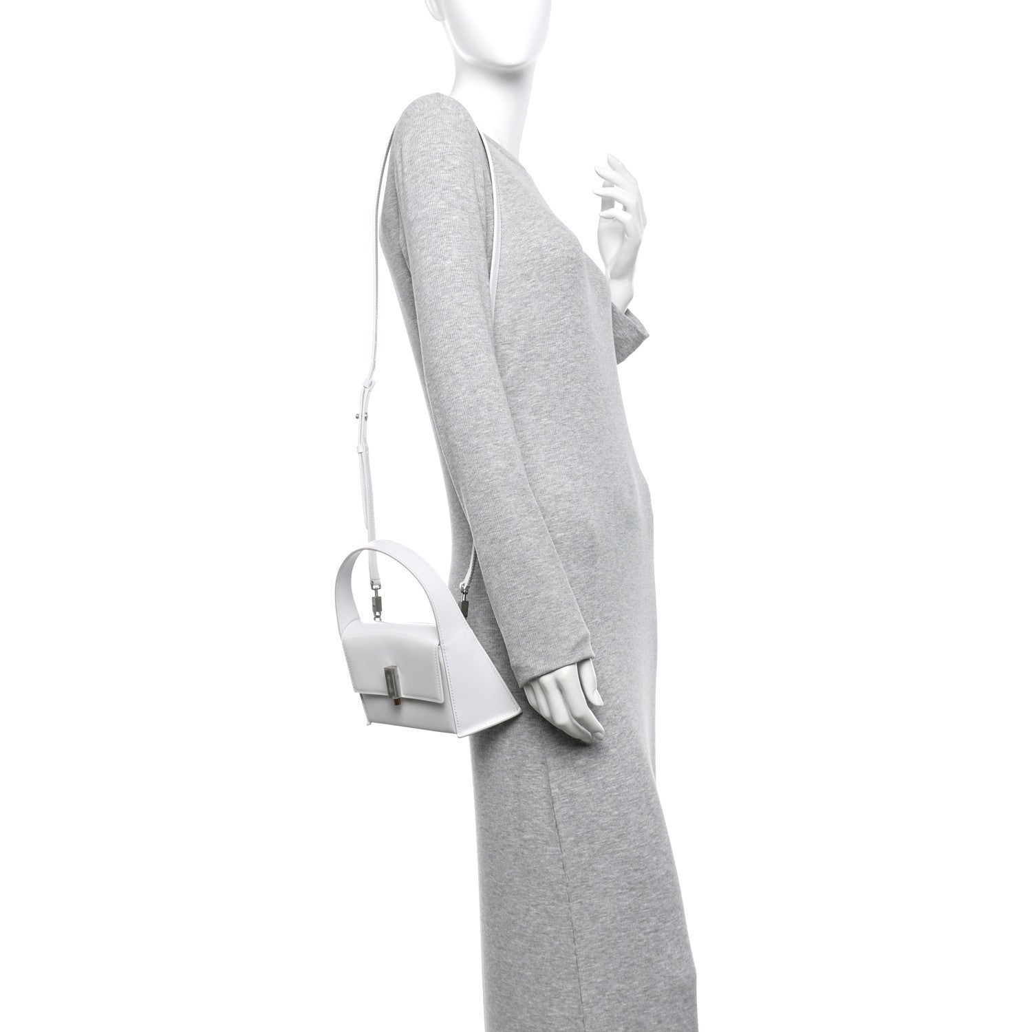 Brushed Calfskin Mini Geometric Prisma Shoulder Bag Optic White