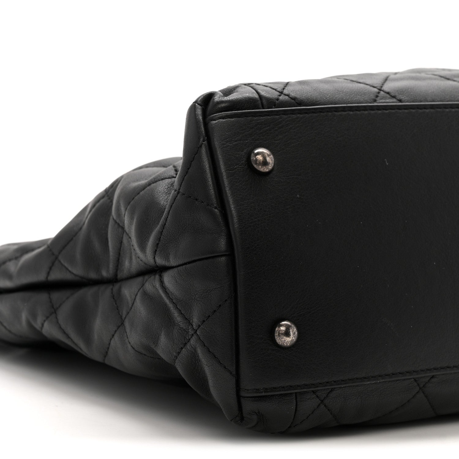 Calfskin Quilted Large Coco Pleats Tote Black