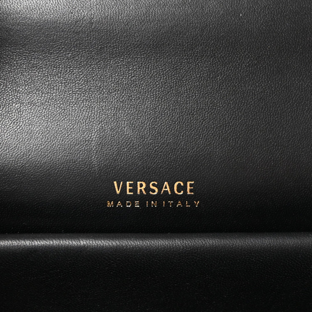 Vitello Barocco Virtus Top Handle Shoulder Bag Black