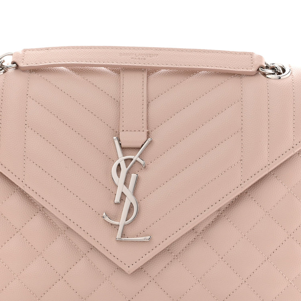 Grain De Poudre Textured Mixed Matelasse Medium Triquilt Monogram Satchel Marble Pink