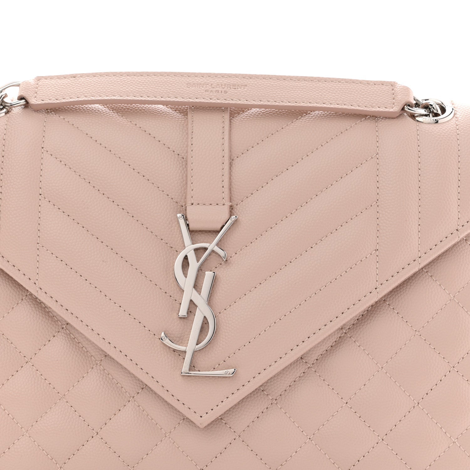 Grain De Poudre Textured Mixed Matelasse Medium Triquilt Monogram Satchel Marble Pink