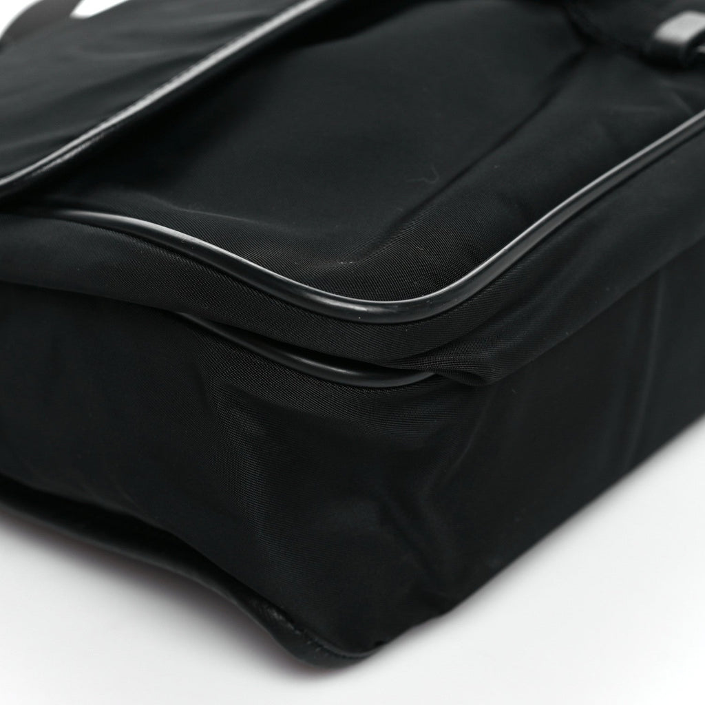 Tessuto Nylon Saffiano Single Snap Buckle Flap Messenger Bag Black