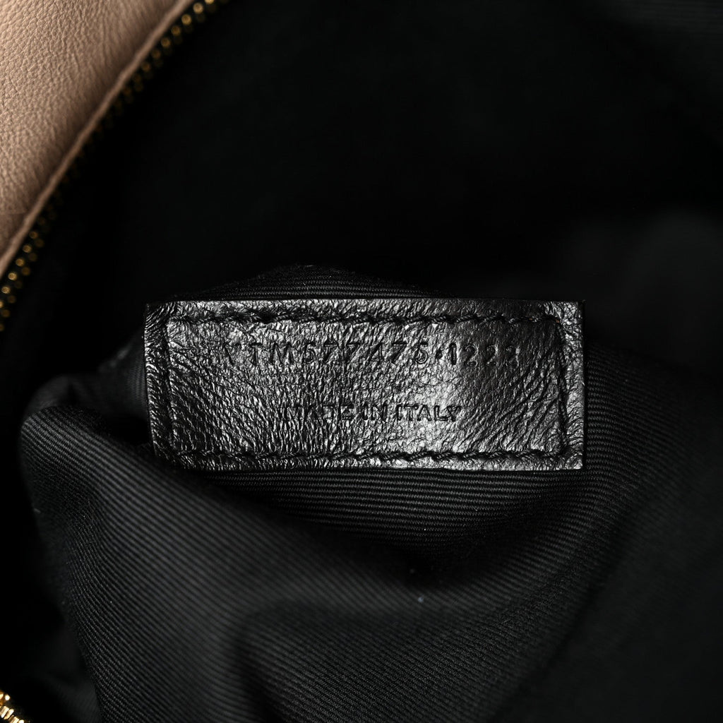 Lambskin Quilted Medium Loulou Puffer Monogram Chain Satchel Dark Beige