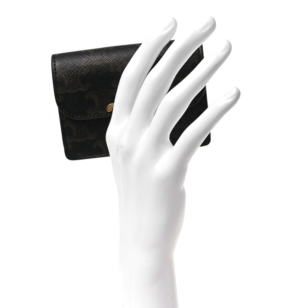 Triomphe Canvas Calfskin Flap  Holder Tan