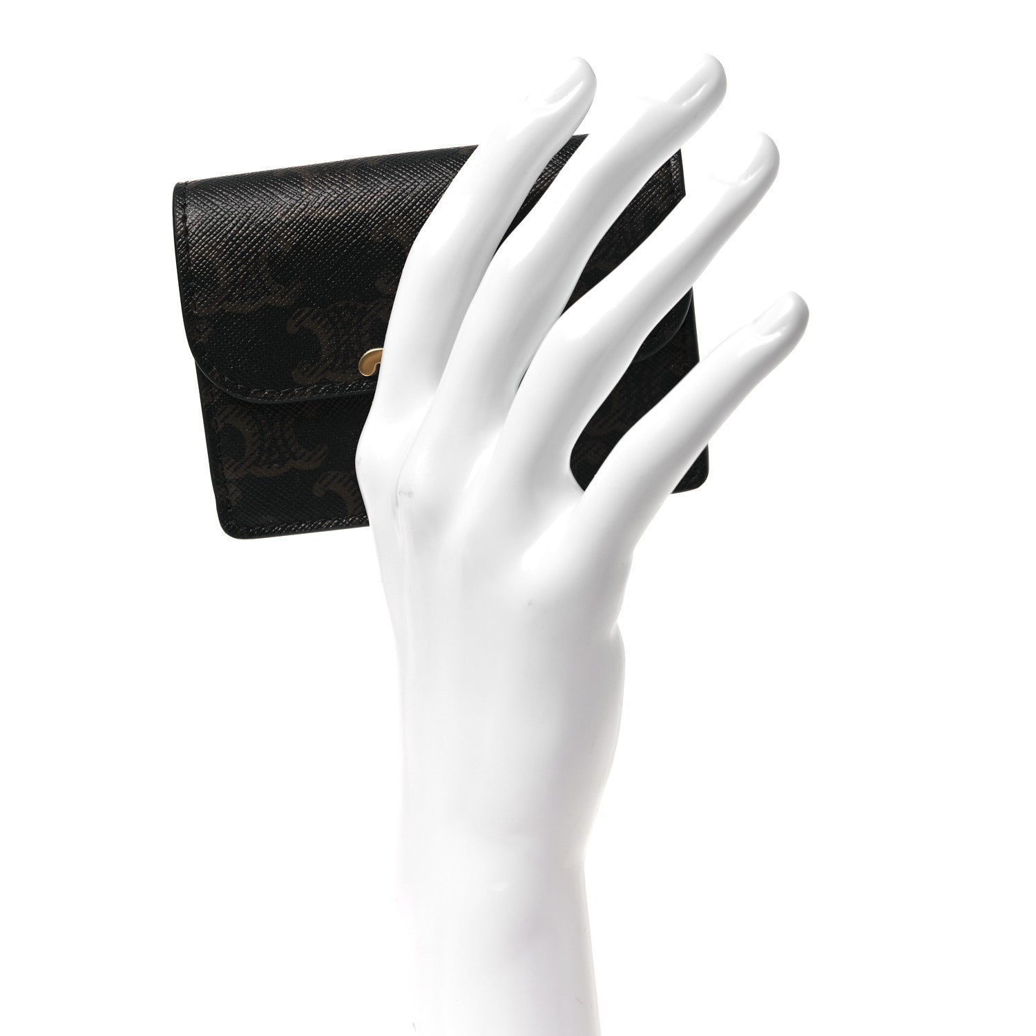 Triomphe Canvas Calfskin Flap  Holder Tan