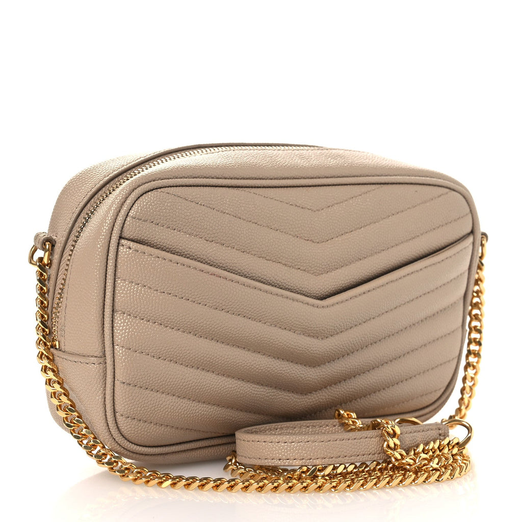Grain De Poudre Matelasse Monogram Mini Lou Camera Bag Dark Beige