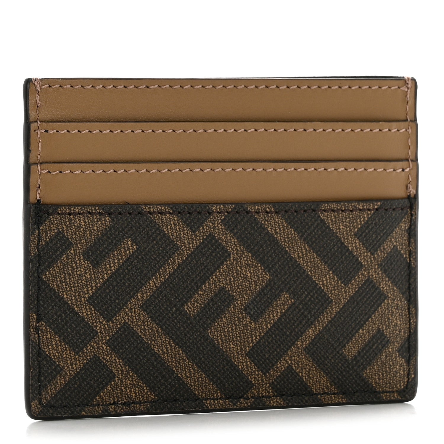 Glazed Fabric Vitello Liberty FF 1974 Diagonal  Holder Tobacco Moro Sand Black