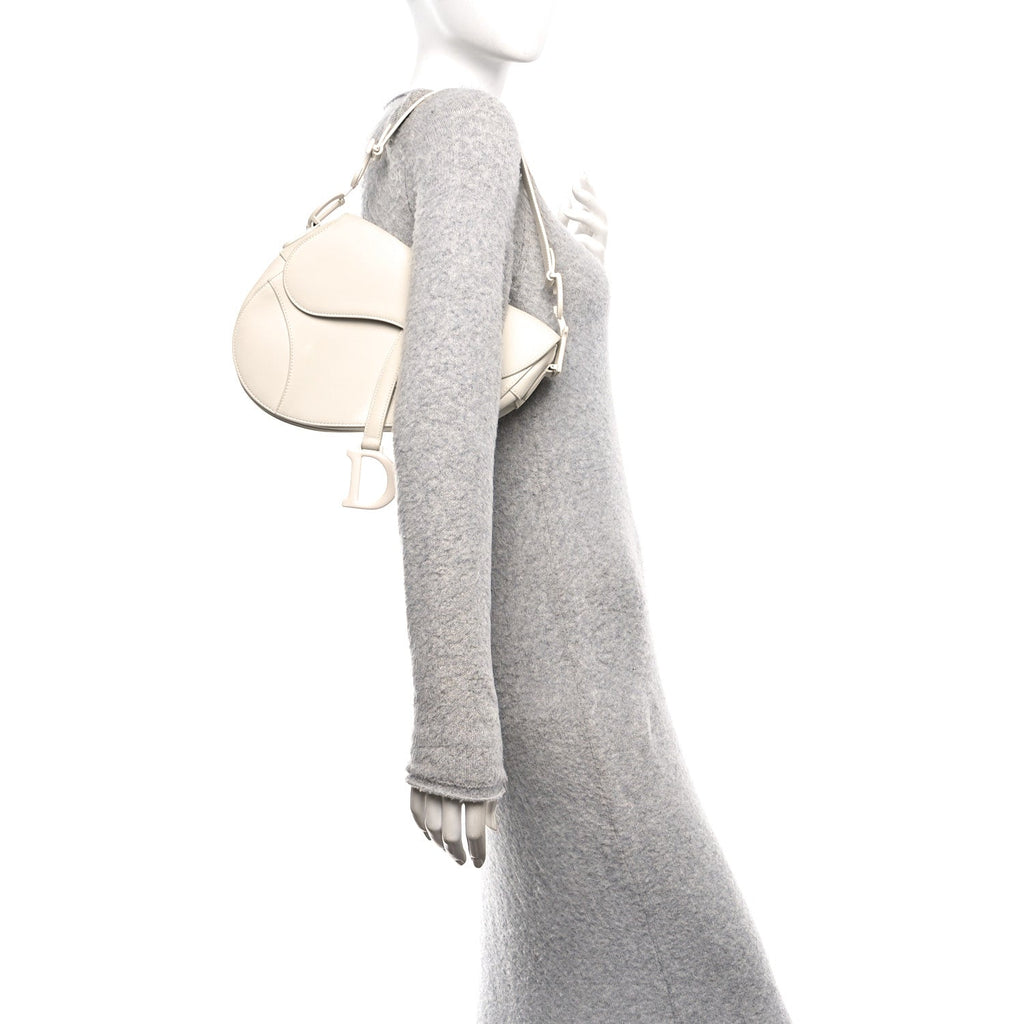 Ultra Matte Calfskin Saddle Bag Off White