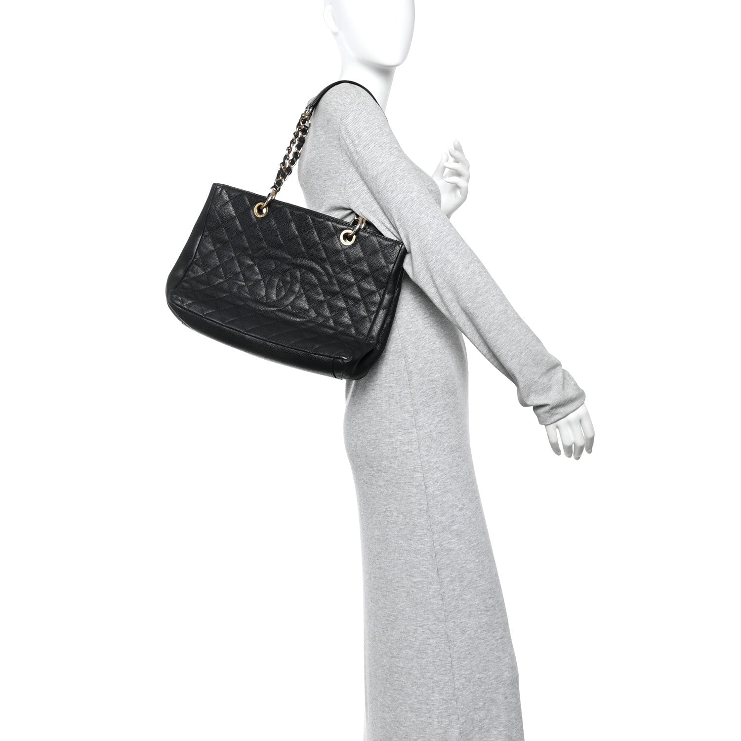 Caviar Quilted Grand Shopping Tote GST Black