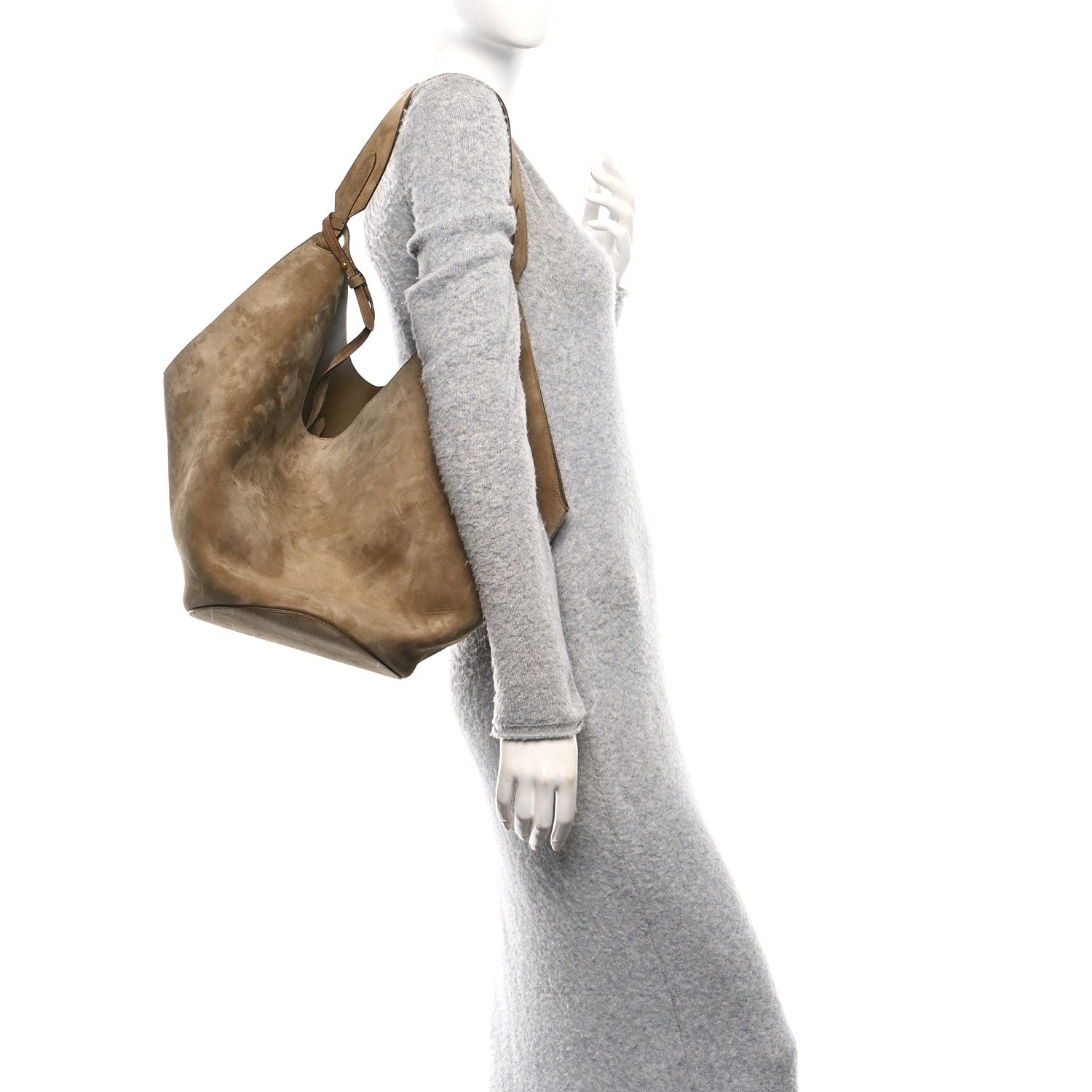Suede Calfskin Medium Lotus Tote Mud