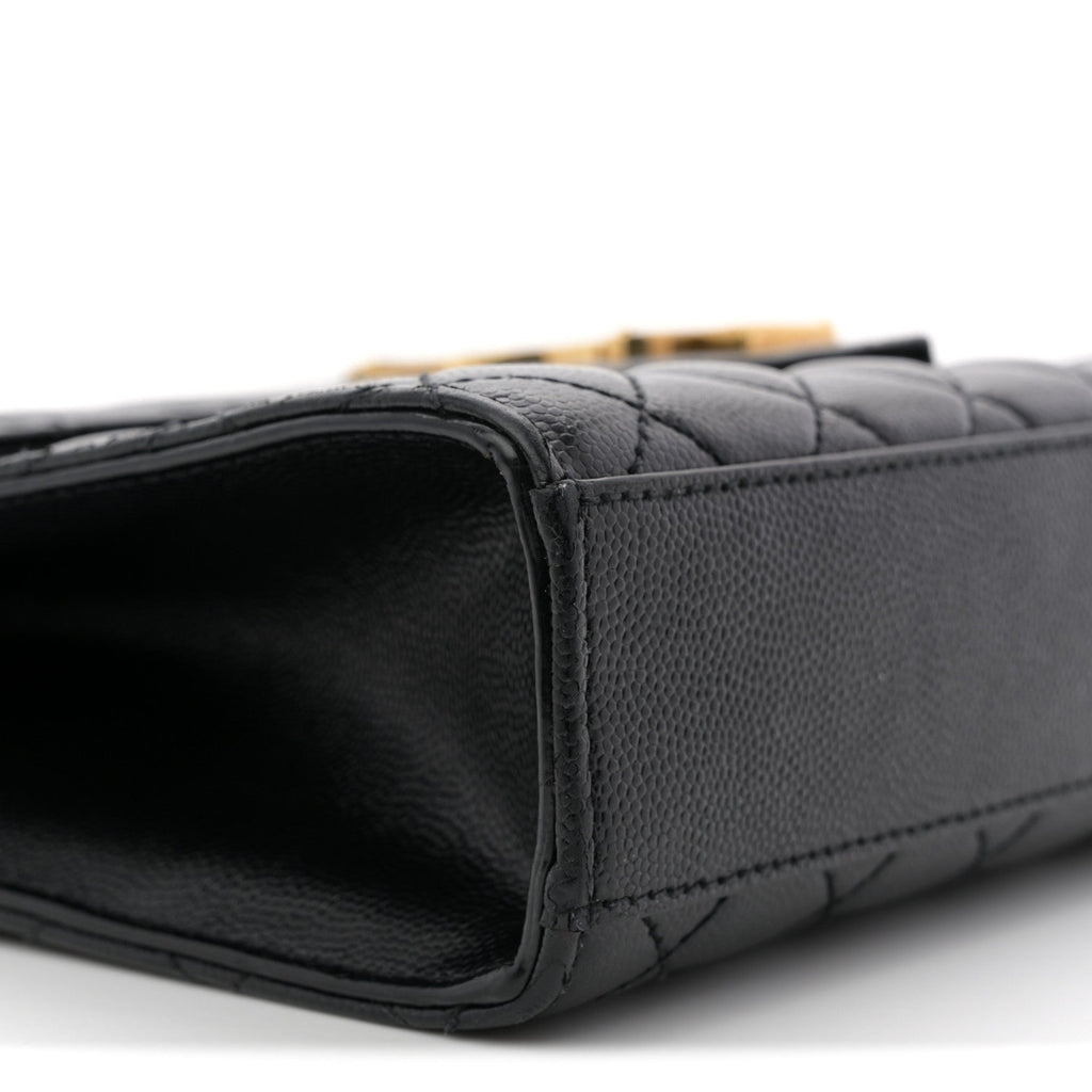 Grain De Poudre Textured Mixed Matelasse Triquilt Medium Monogram Satchel Black