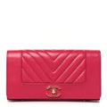 Sheepskin Chevron Quilted Mademoiselle Vintage Flap Wallet Pink
