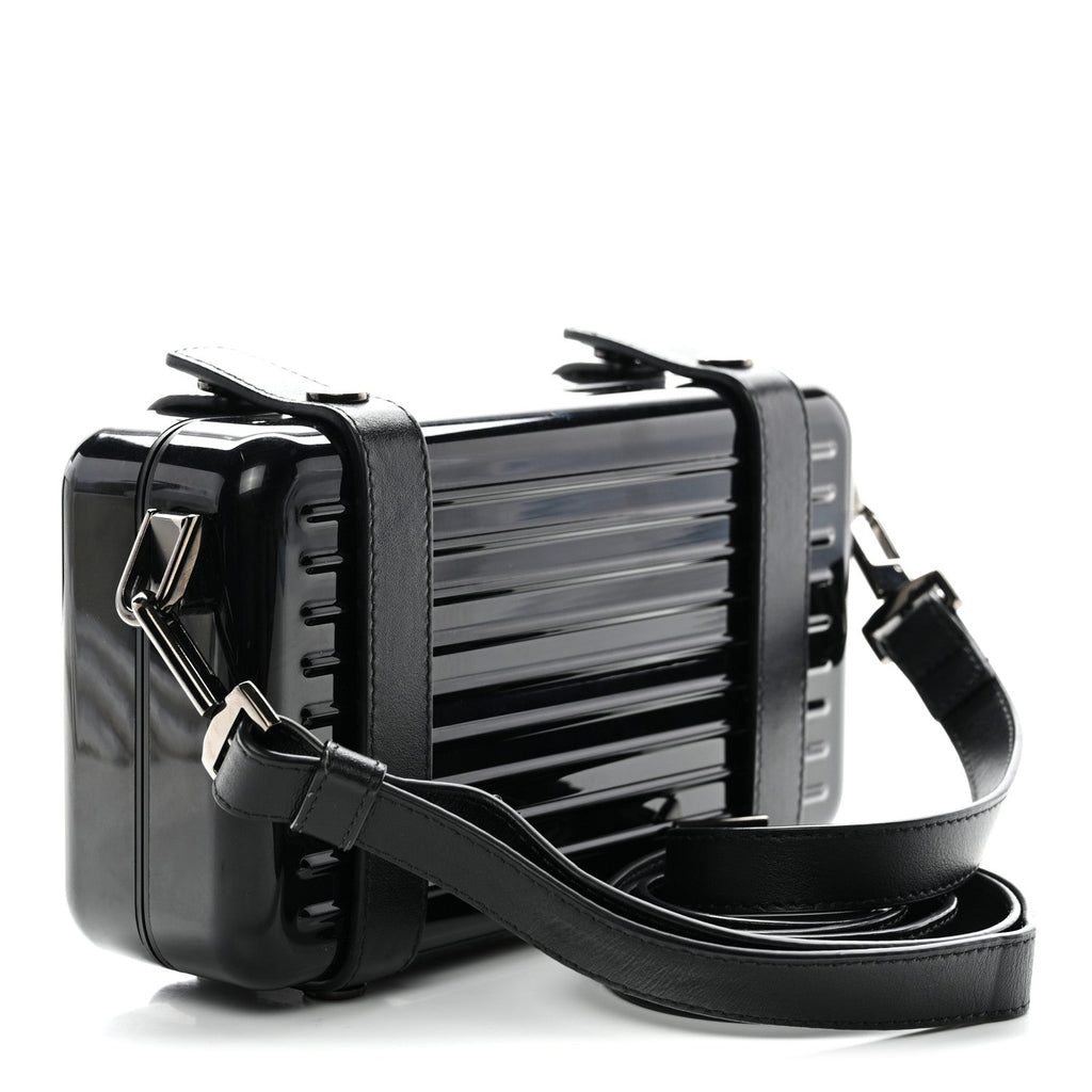X RIMOWA Aluminum Personal Clutch On Strap Black