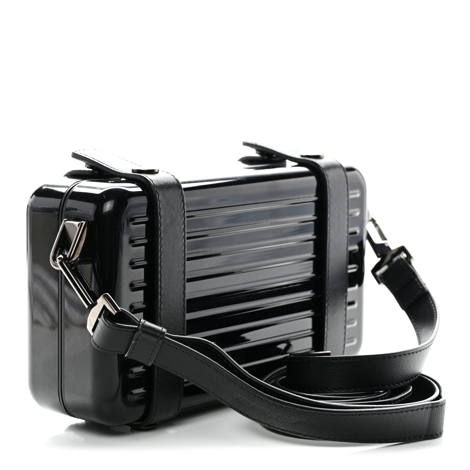 X RIMOWA Aluminum Personal Clutch On Strap Black