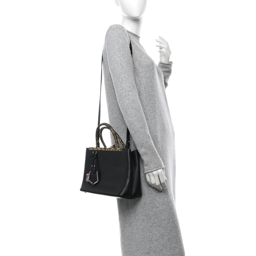 Vitello Dolce Elaphe Petite 2Jours Tote Black Polvere