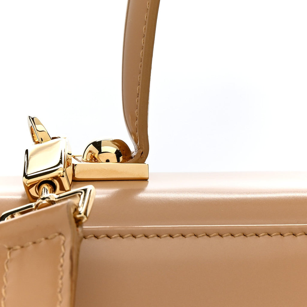 Brushed Off Calfskin Iconic Large Top Handle Bag Camel