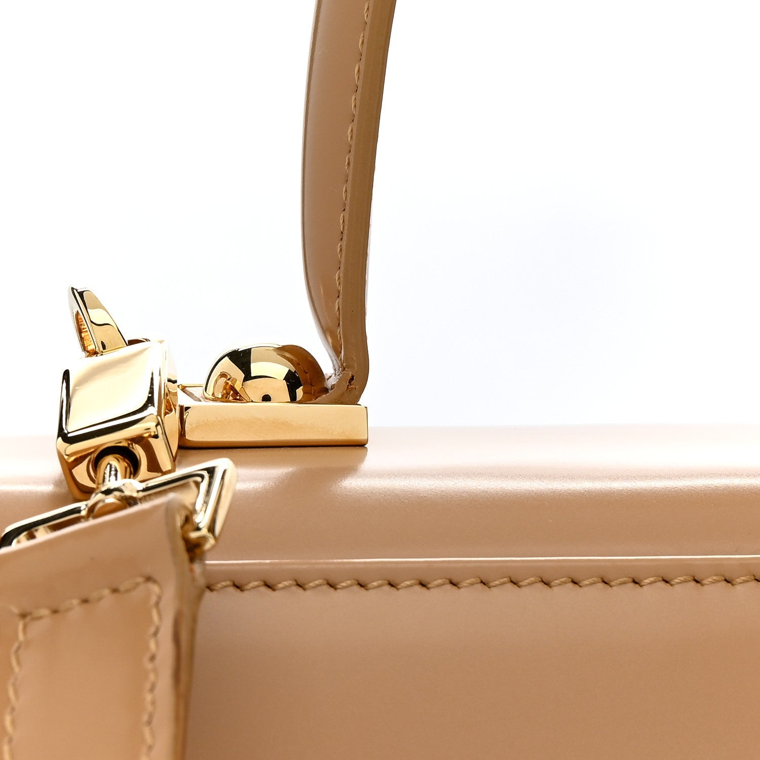 Brushed Off Calfskin Iconic Large Top Handle Bag Camel